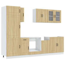 (sonoma oak) vidaXL 8 Piece Kitchen Cabinet Set Kalmar Sonoma Oak Engineered Wood