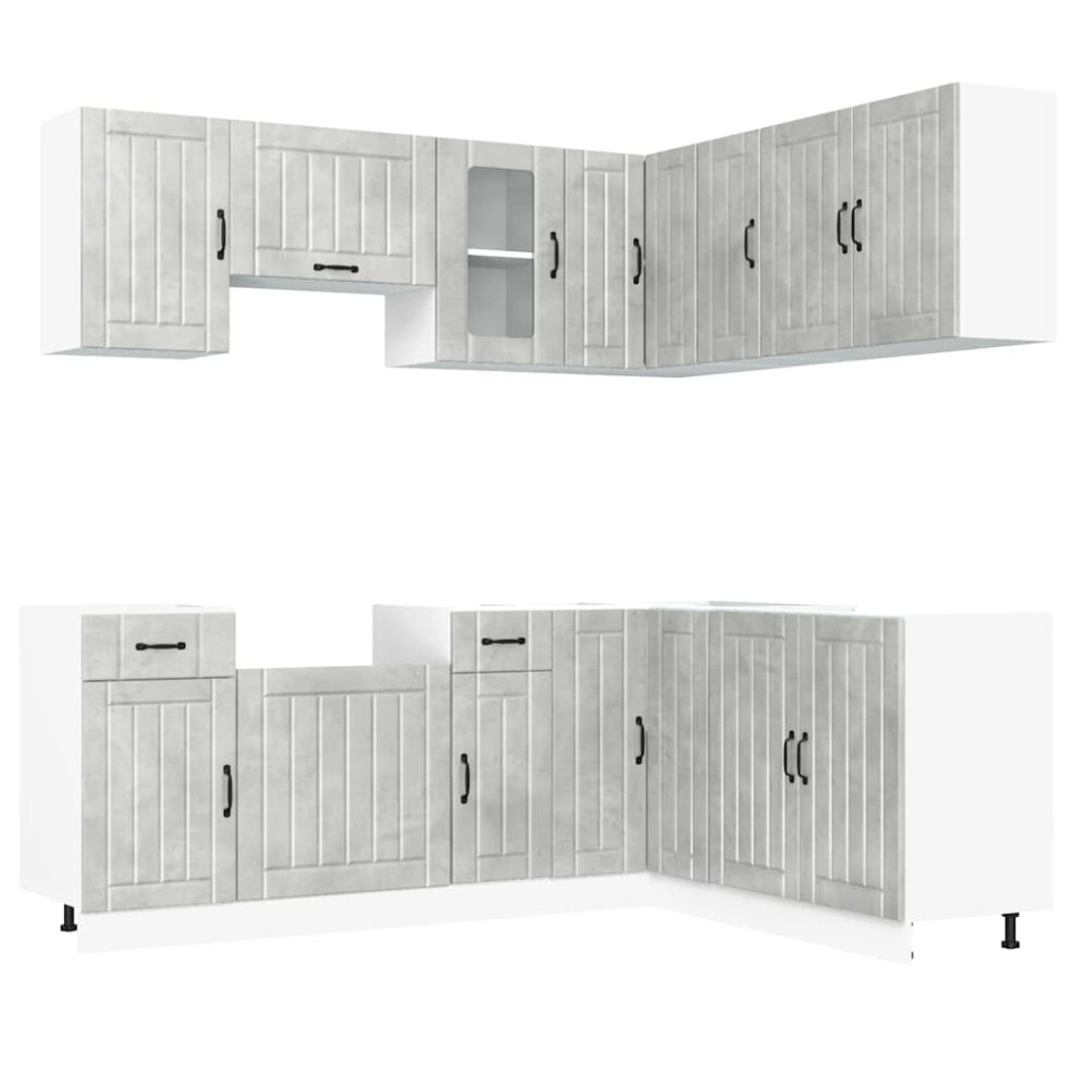 Vidaxl (Concrete Grey) Kitchen Cabinet Set Highboard Cabinet Storage Cupboard Engineered Wood