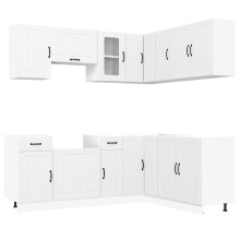(white) vidaXL Kitchen Cabinet Set Highboard Cabinet Storage Cupboard Engineered Wood
