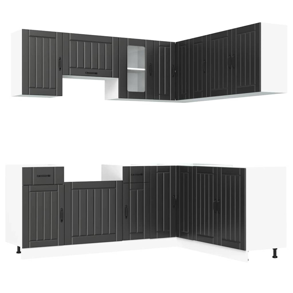 Vidaxl (Black) Kitchen Cabinet Set Highboard Cabinet Storage Cupboard Engineered Wood