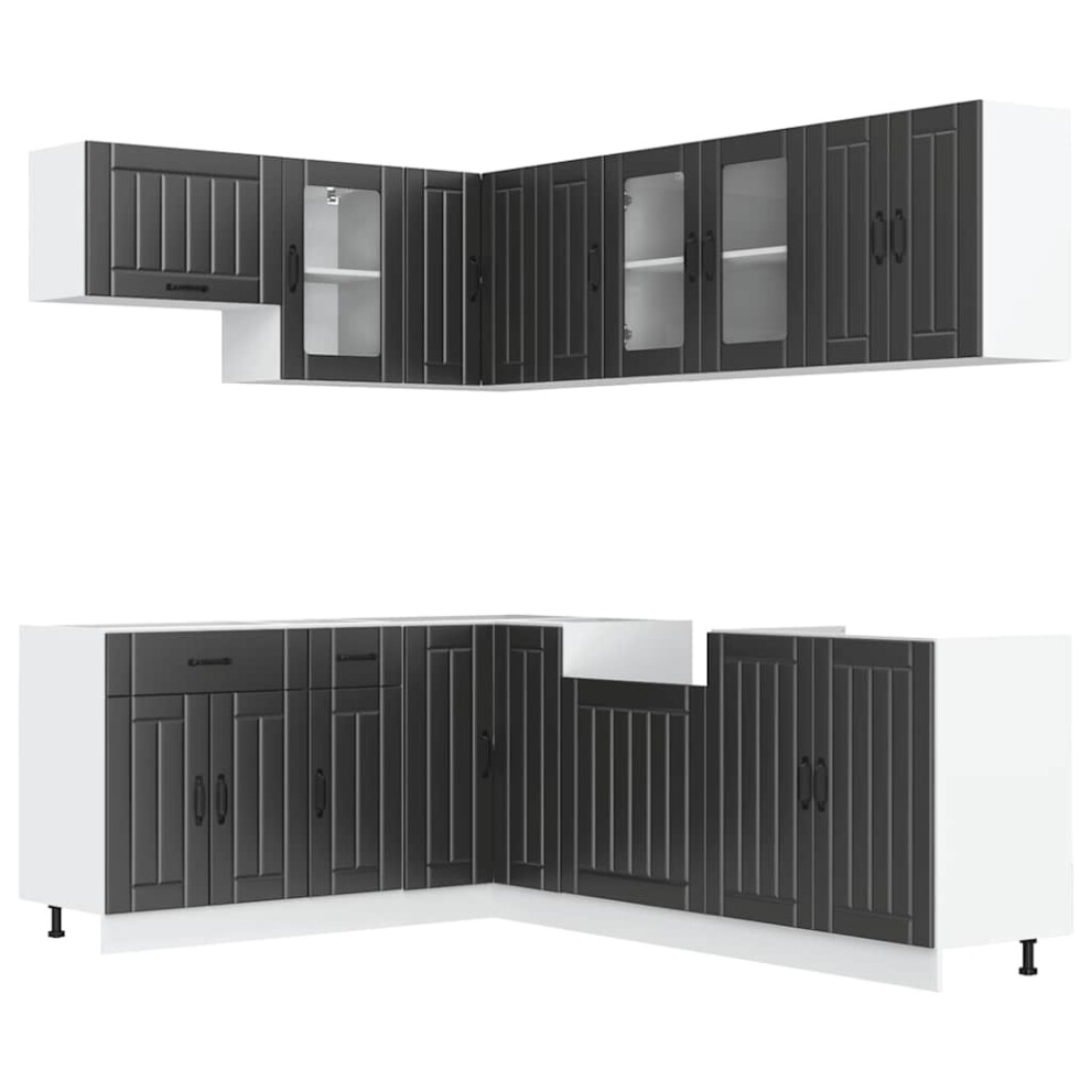 (Black) Vidaxl Kitchen Cabinet Set 11 Piece Cupboard Storage Cabinet Engineered Wood 8721158505002