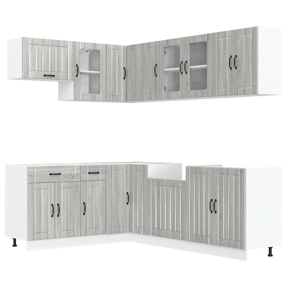 (grey sonoma) vidaXL Kitchen Cabinet Set 11 Piece Cupboard Storage Cabinet Engineered Wood