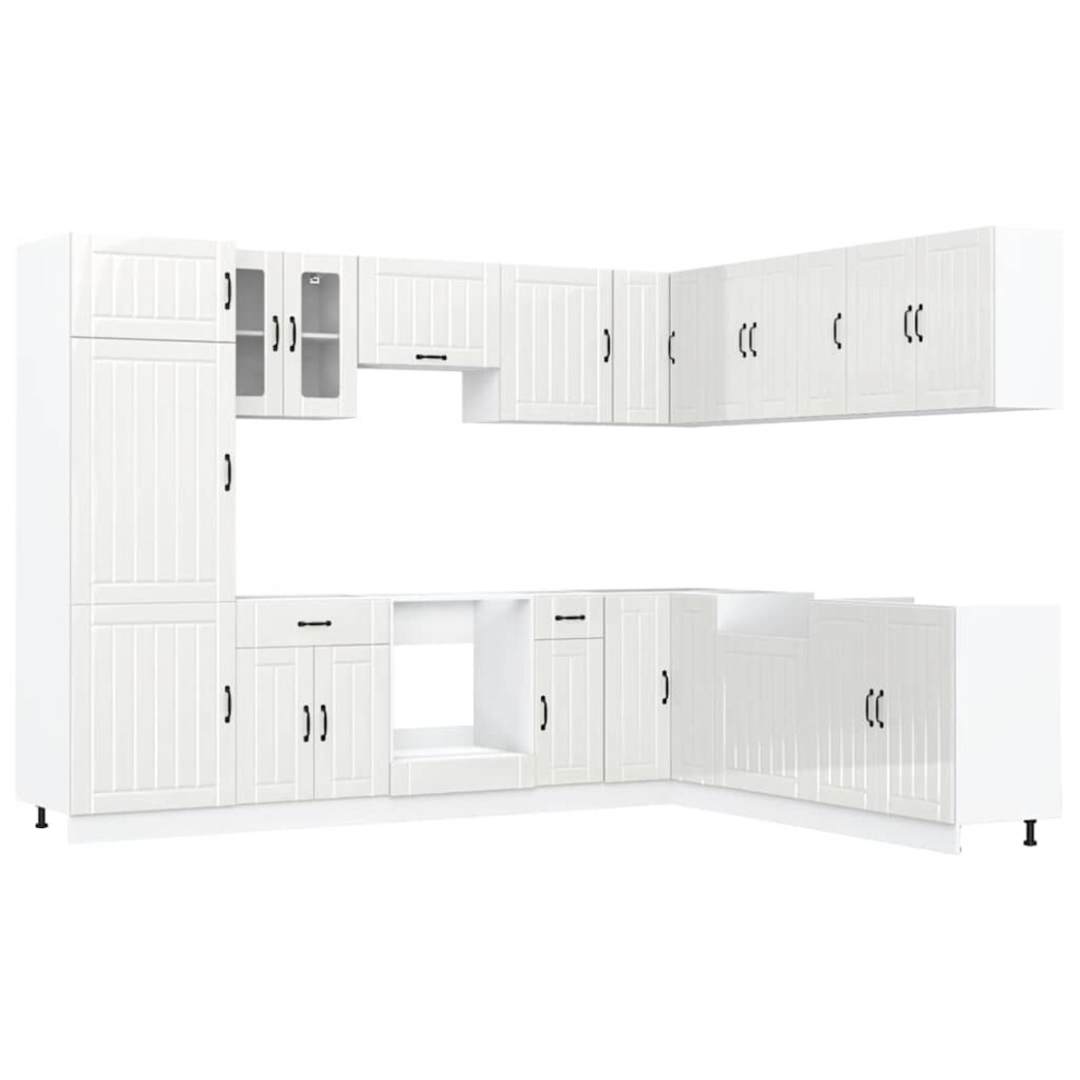 (high gloss white) vidaXL Kitchen Cabinet Set 14 Piece Cabinet Cupboard Lucca Engineered Wood
