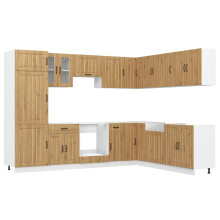 (artisan oak) vidaXL Kitchen Cabinet Set 14 Piece Cabinet Cupboard Lucca Engineered Wood
