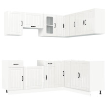 (high gloss white) vidaXL 11 Piece Kitchen Cabinet Set Kalmar White Engineered Wood