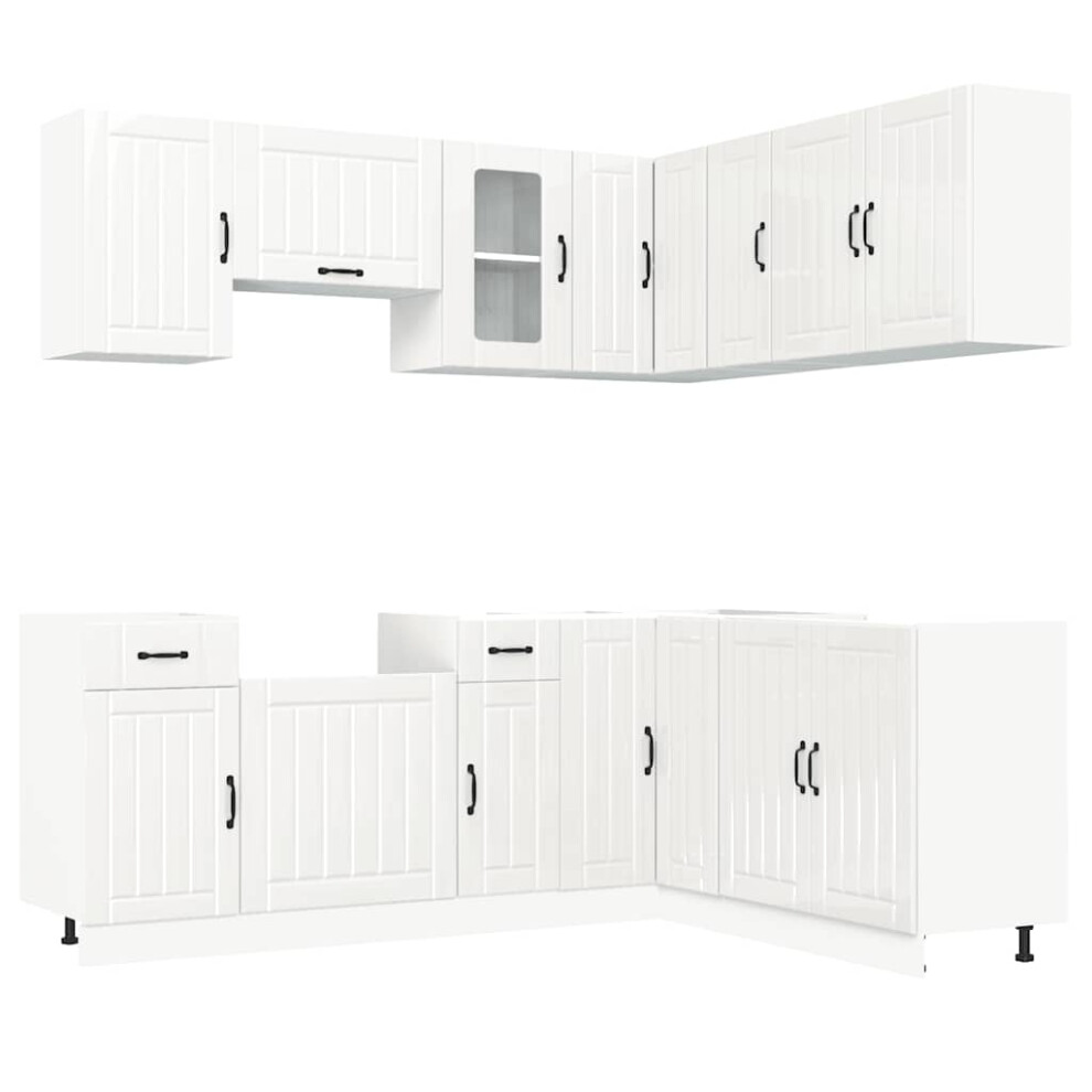 (high Gloss white) vidaXL 11 Piece Kitchen Cabinet Set Kalmar White Engineered Wood