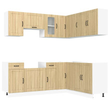 (sonoma oak) vidaXL 11 Piece Kitchen Cabinet Set Kalmar White Engineered Wood