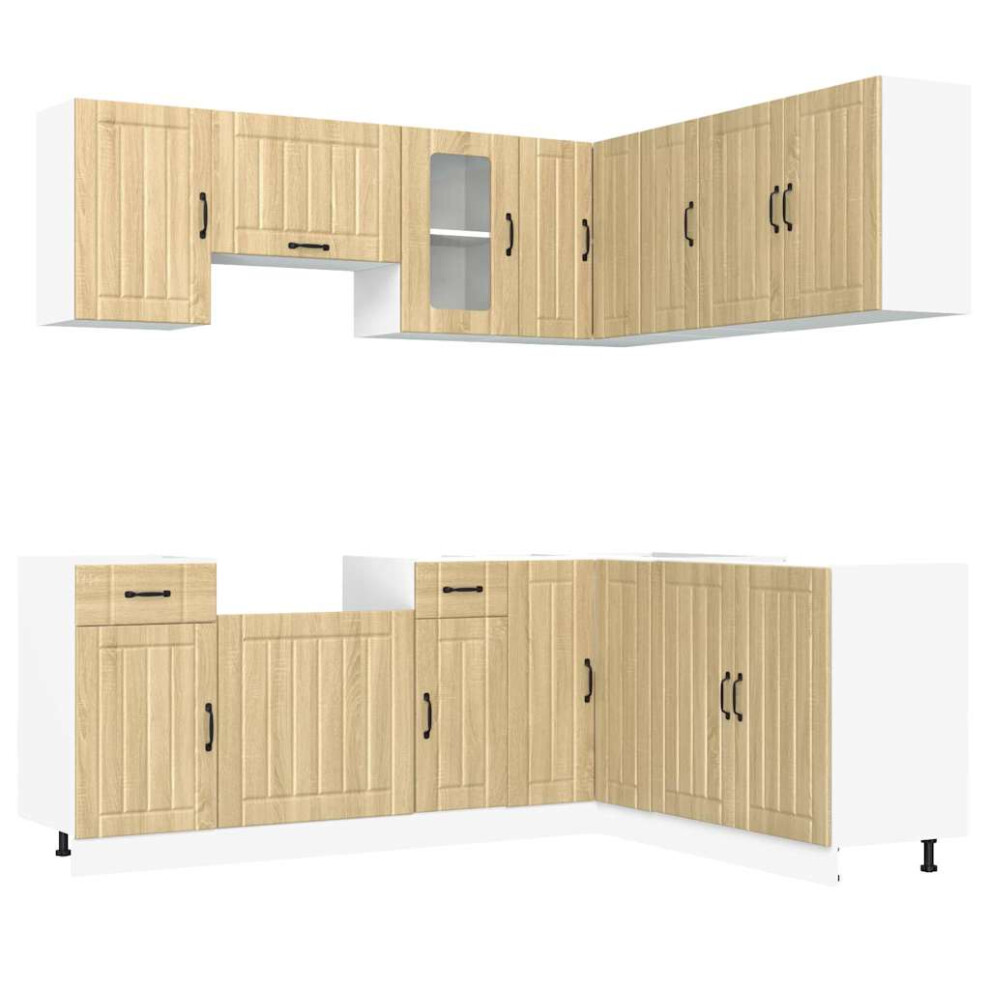 Vidaxl (Sonoma Oak) 11 Piece Kitchen Cabinet Set Kalmar White Engineered Wood