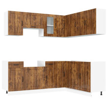 (smoked oak) vidaXL 11 Piece Kitchen Cabinet Set Kalmar White Engineered Wood