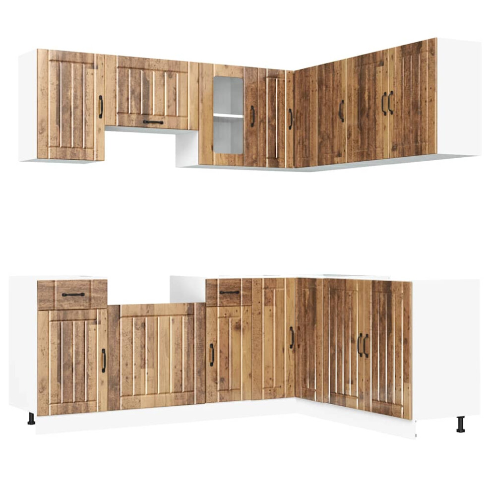 Vidaxl (Old Wood) 11 Piece Kitchen Cabinet Set Kalmar White Engineered Wood