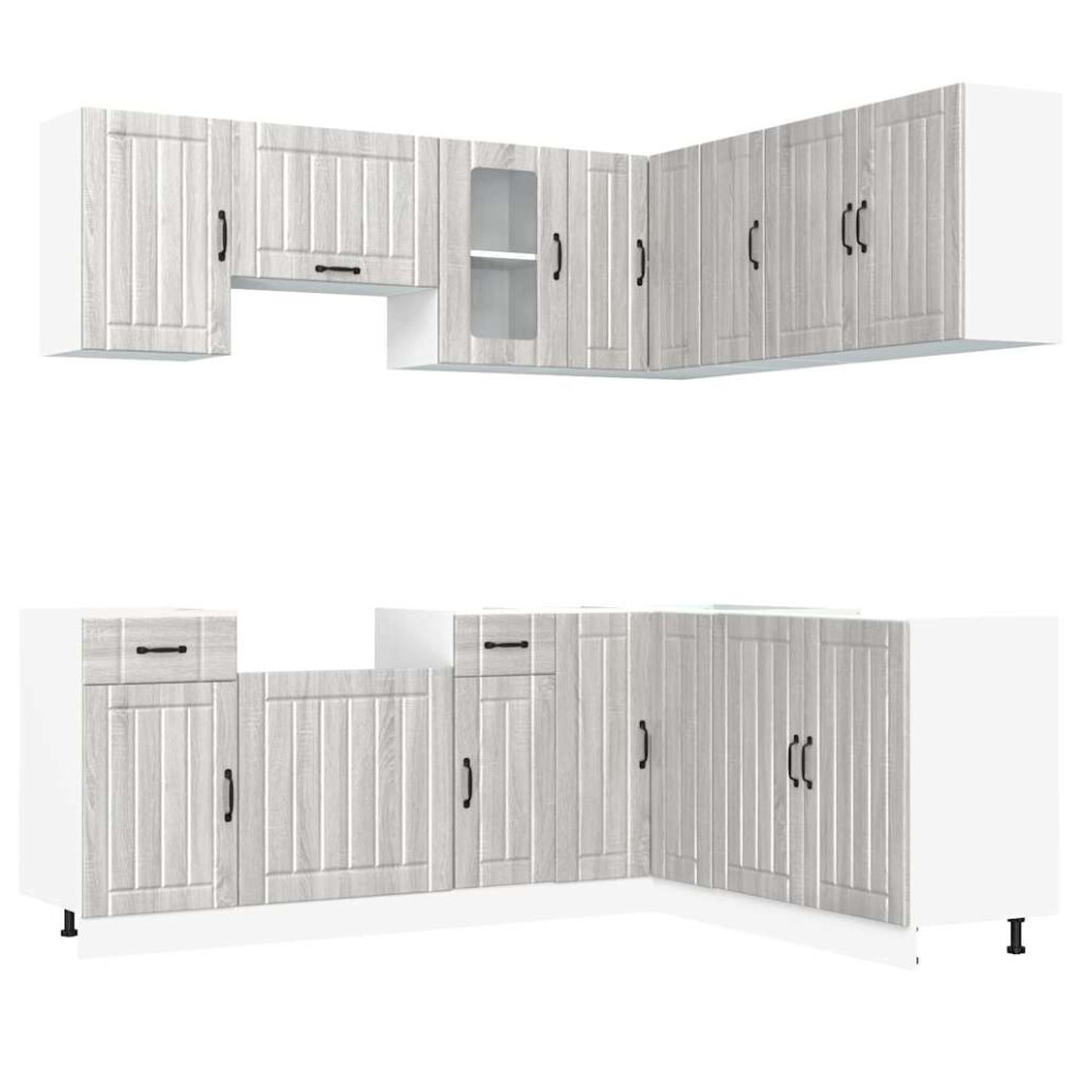 Vidaxl (Grey Sonoma) 11 Piece Kitchen Cabinet Set Kalmar White Engineered Wood
