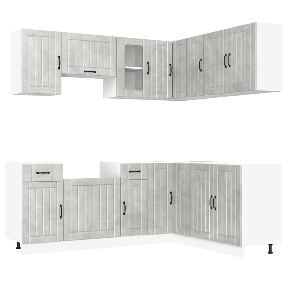 (concrete grey) vidaXL 11 Piece Kitchen Cabinet Set Kalmar White Engineered Wood