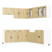 (sonoma oak) vidaXL 11 Piece Kitchen Cabinet Set Porto Smoked Oak Engineered Wood
