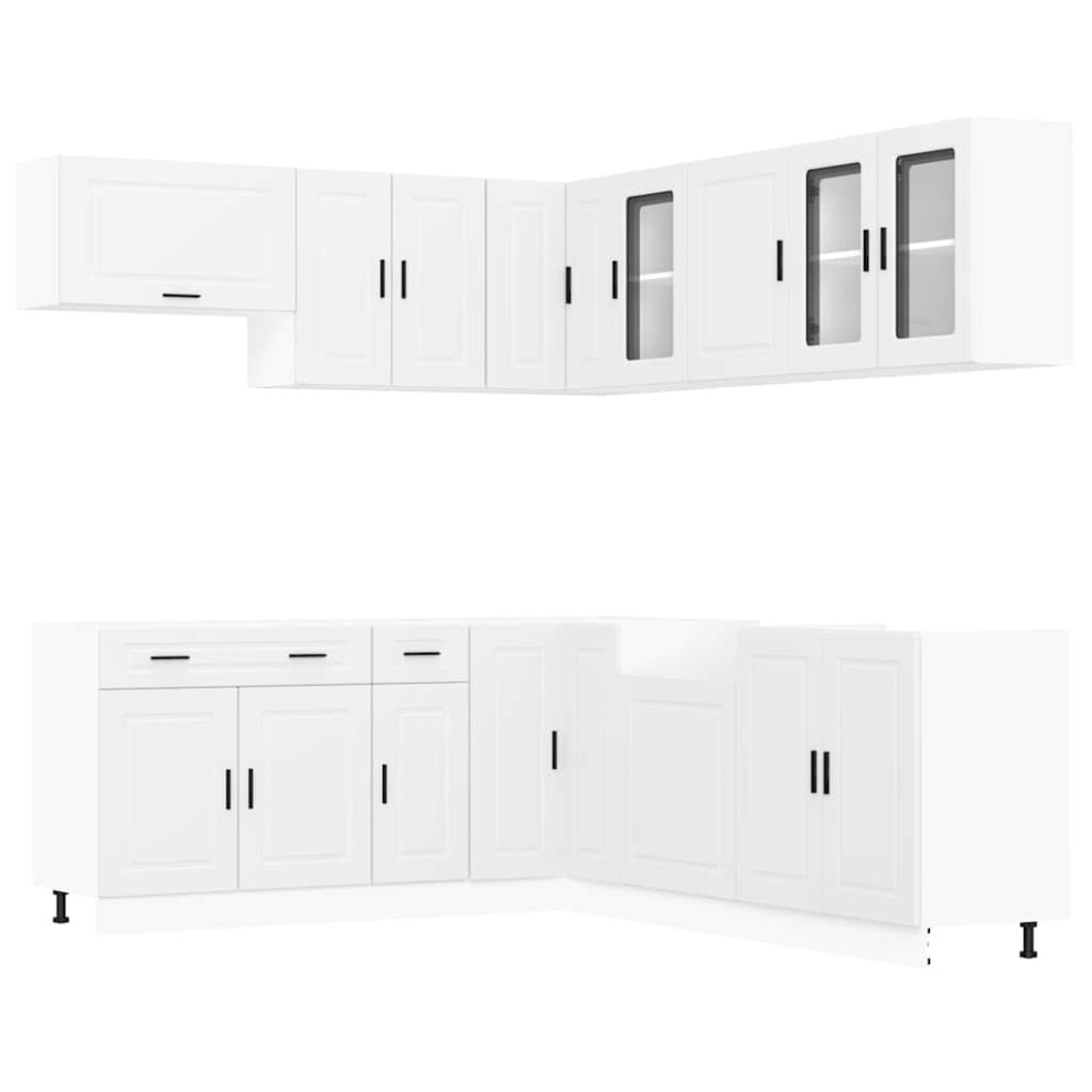 Vidaxl (White) 11 Piece Kitchen Cabinet Set Porto Smoked Oak Engineered Wood