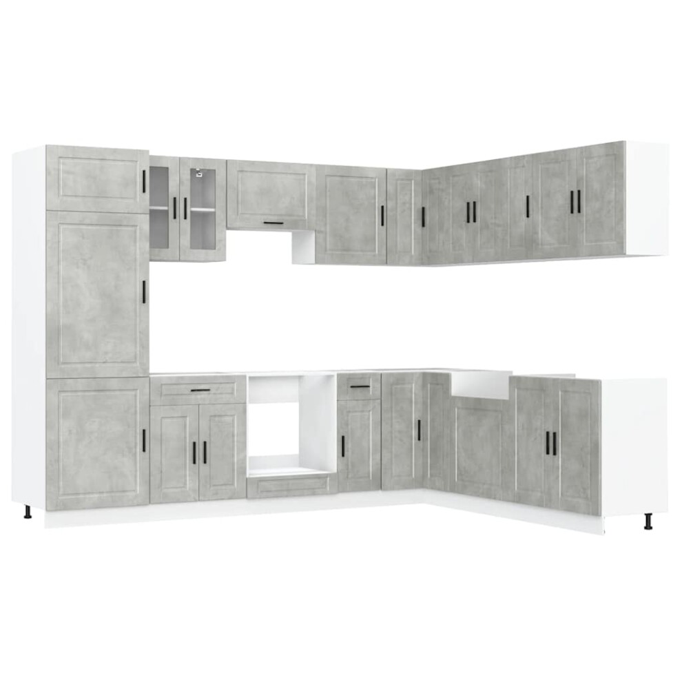 (concrete grey) vidaXL Kitchen Cabinet Set 14 Piece Cabinet Cupboard Porto Engineered Wood