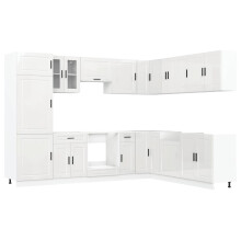 (high gloss white) vidaXL Kitchen Cabinet Set 14 Piece Cabinet Cupboard Porto Engineered Wood