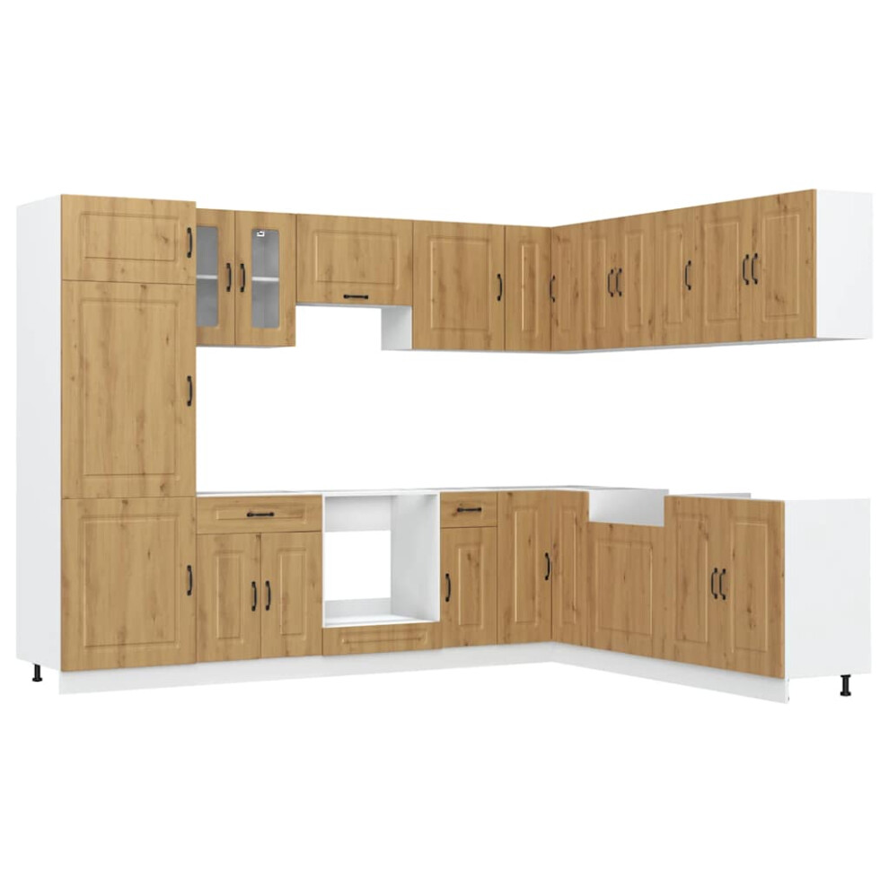 Vidaxl (Artisan Oak) Kitchen Cabinet Set 14 Piece Cabinet Cupboard Kalmar Engineered Wood