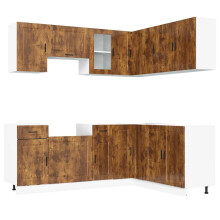 (smoked oak) vidaXL 11 Piece Kitchen Cabinet Set Porto Old Wood Engineered Wood