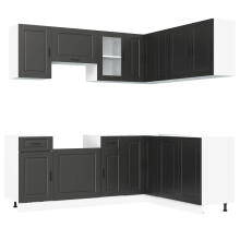 (black) vidaXL 11 Piece Kitchen Cabinet Set Porto Old Wood Engineered Wood