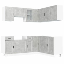 (concrete grey) vidaXL 11 Piece Kitchen Cabinet Set Porto Old Wood Engineered Wood