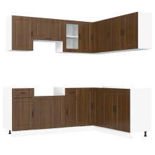 (brown oak) vidaXL 11 Piece Kitchen Cabinet Set Porto Old Wood Engineered Wood
