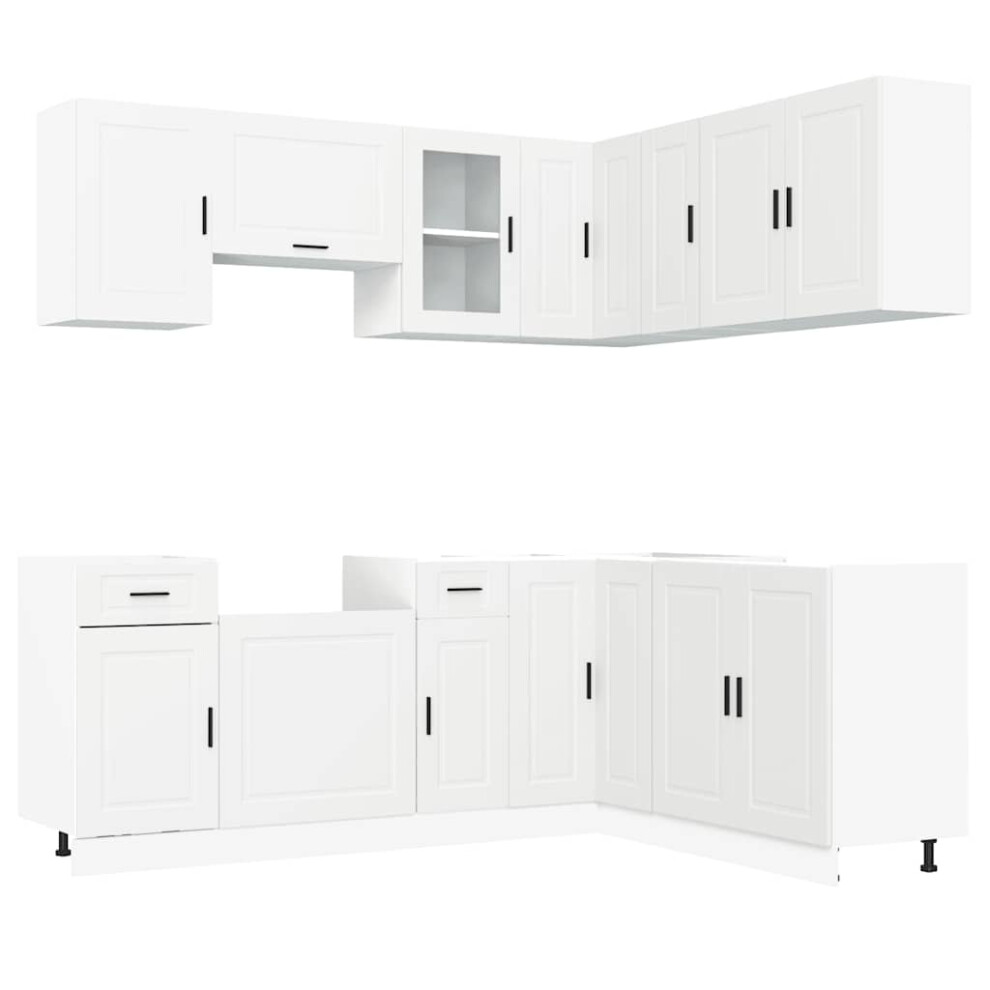 Vidaxl White (White) 11 Piece Kitchen Cabinet Set Porto Old Wood Engineered Wood