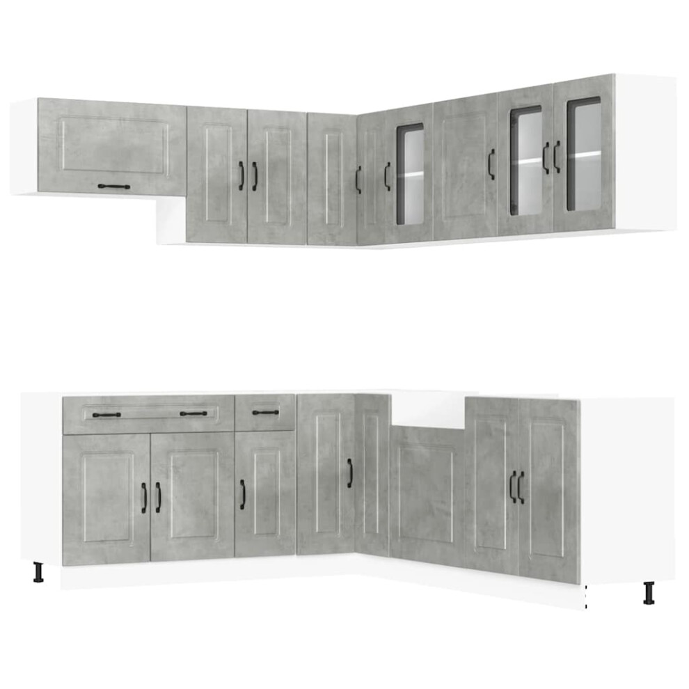 (Concrete Grey) Vidaxl 11 Piece Kitchen Cabinet Set Kalmar Concrete Grey Engineered Wood 8721158505231