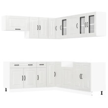 (high gloss white) vidaXL 11 Piece Kitchen Cabinet Set Kalmar Concrete Grey Engineered Wood