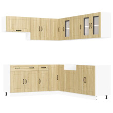 (sonoma oak) vidaXL 11 Piece Kitchen Cabinet Set Kalmar Concrete Grey Engineered Wood