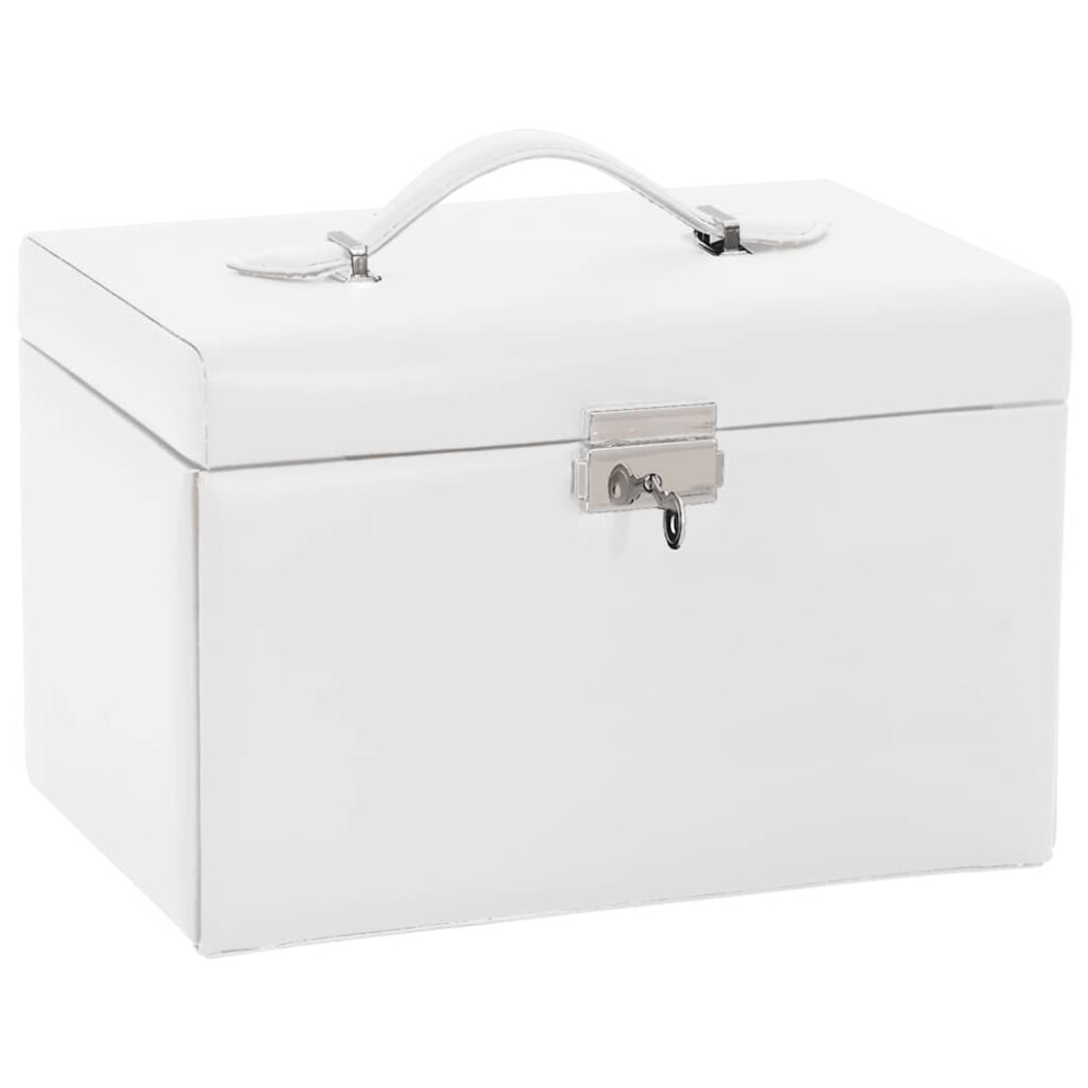 (white, 3-layer) vidaXL Jewellery Box 5-Layer With Mirror Lockable White Jewelry Organiser