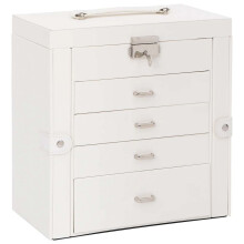 vidaXL Jewellery Box 5-Layer with Mirror Lockable White jewelry organiser