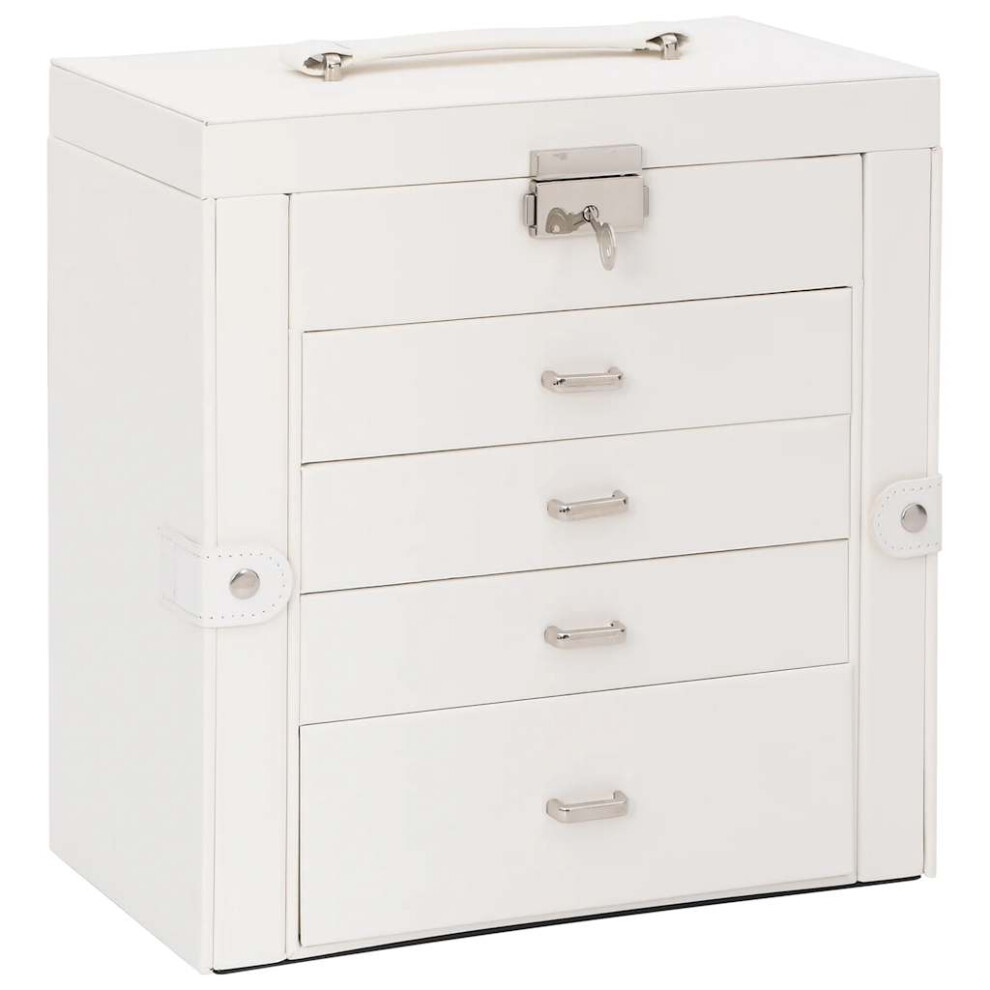 Vidaxl Jewellery Box 5-Layer With Mirror Lockable Jewelry Organiser White