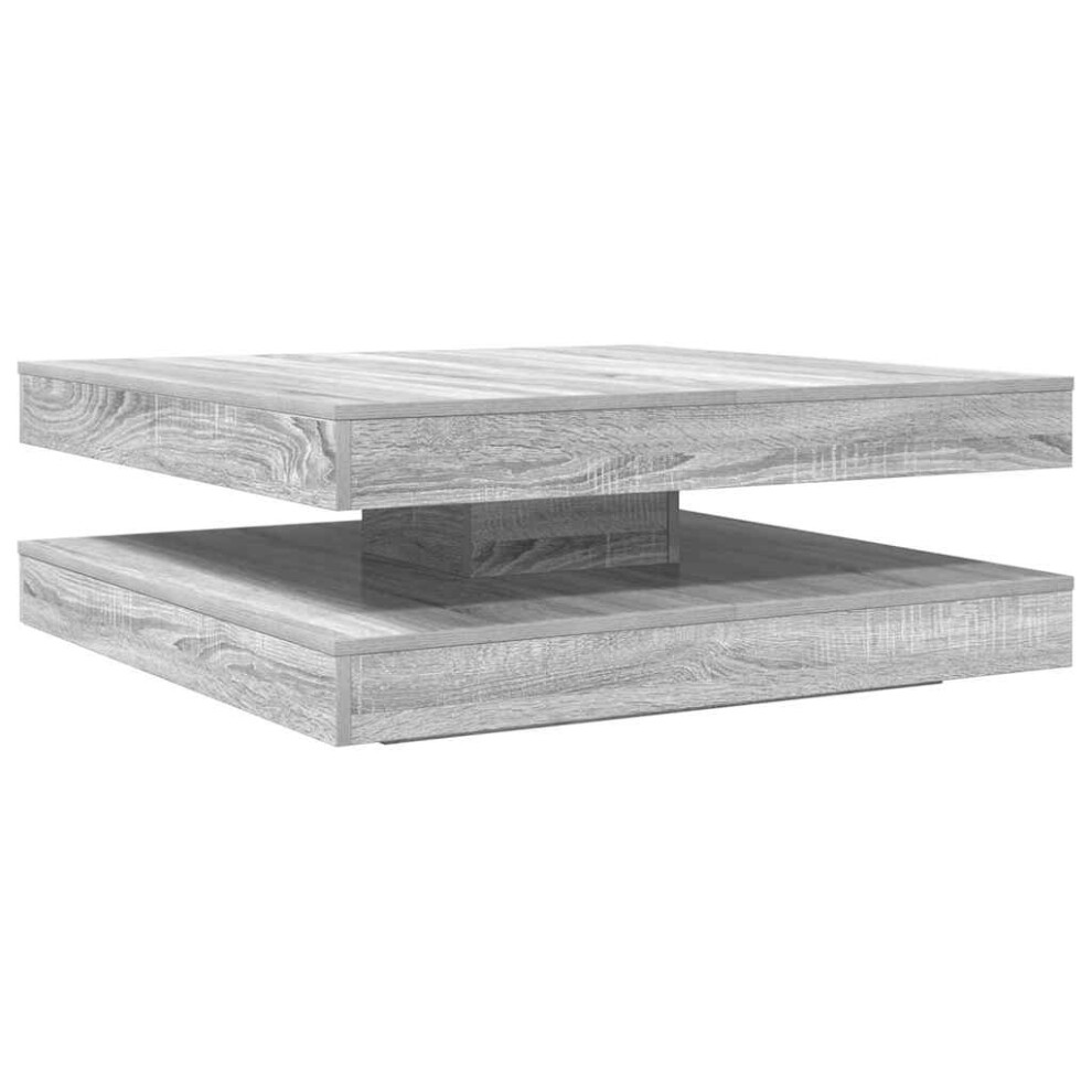 Vidaxl (Grey Sonoma, 90 X 90 X 34.5 Cm) Coffee Table 360-Degree Rotatable Hallway End Table Tea Side Table