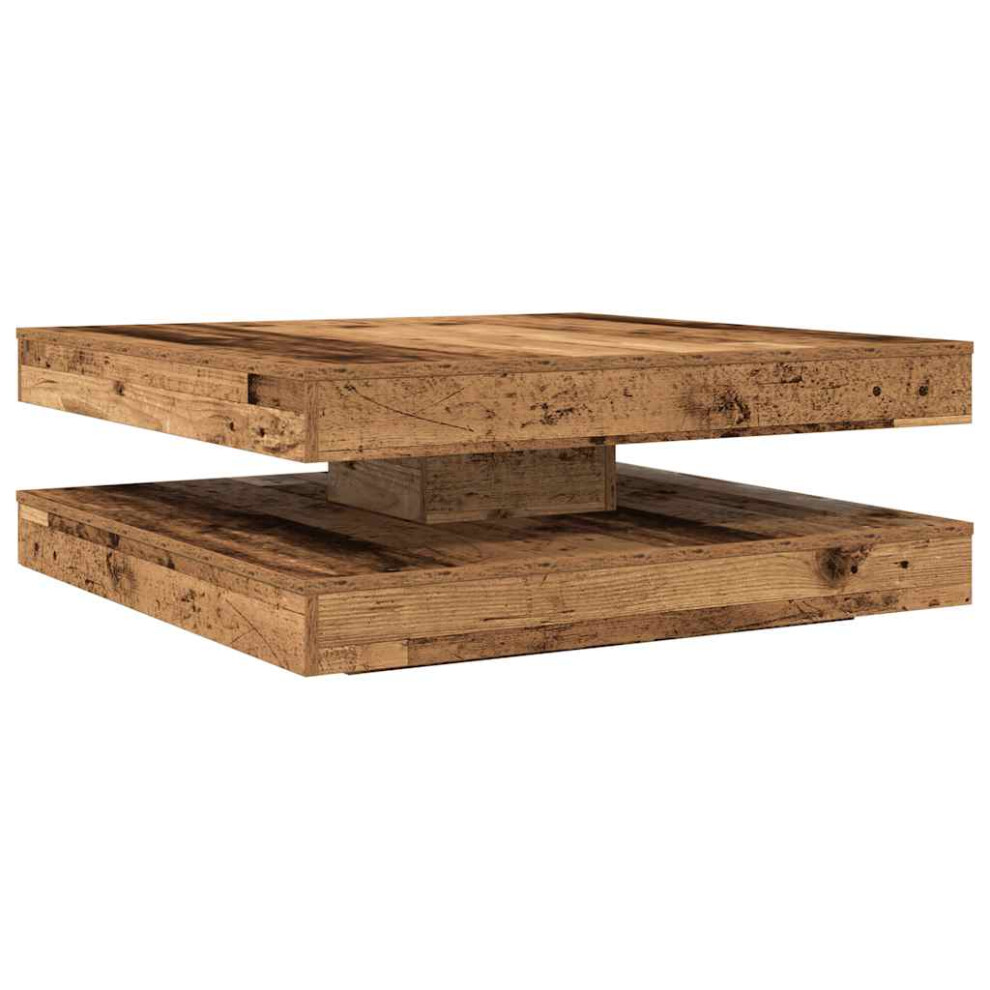 Vidaxl (Old Wood, 90 X 90 X 34.5 Cm) Coffee Table 360-Degree Rotatable Hallway End Table Tea Side Table
