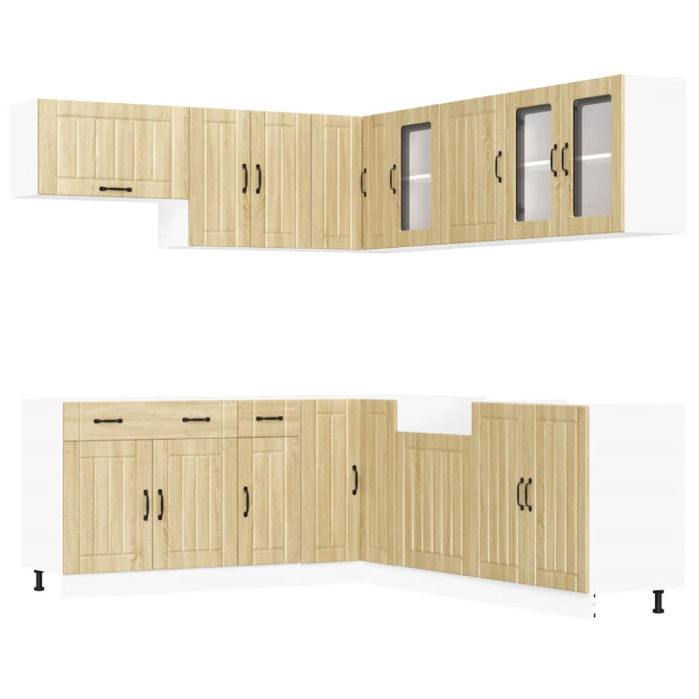 (Sonoma Oak) Vidaxl 11 Piece Kitchen Cabinet Set Lucca Black Engineered Wood