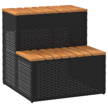 (black, 50 x 50 x 50.5 cm) vidaXL Hot Tub Step Grey 50x50x50.5 cm Poly Rattan and Solid Acacia