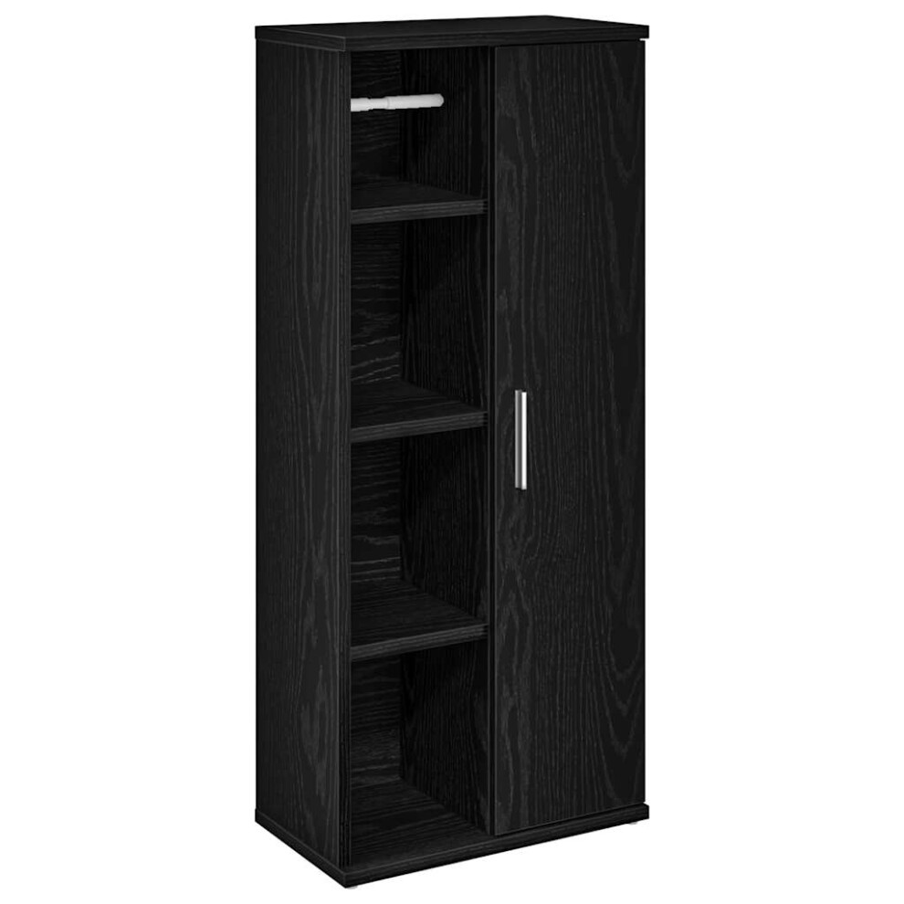 Vidaxl (Black) Bathroom Cabinet With Roll Holder Vanity Unit Cupboard Sink Cabinet
