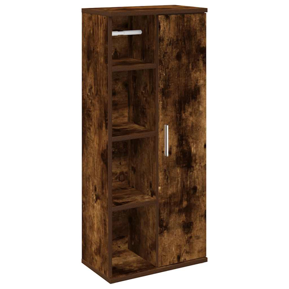Vidaxl (Smoked Oak) Bathroom Cabinet With Roll Holder Vanity Unit Cupboard Sink Cabinet
