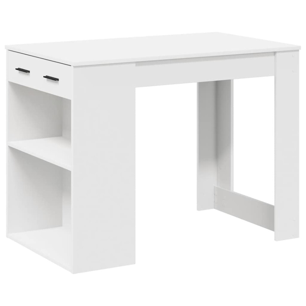 Vidaxl (White) Desk With Drawer And Shelf Writing Table Study Desk Engineered Wood White