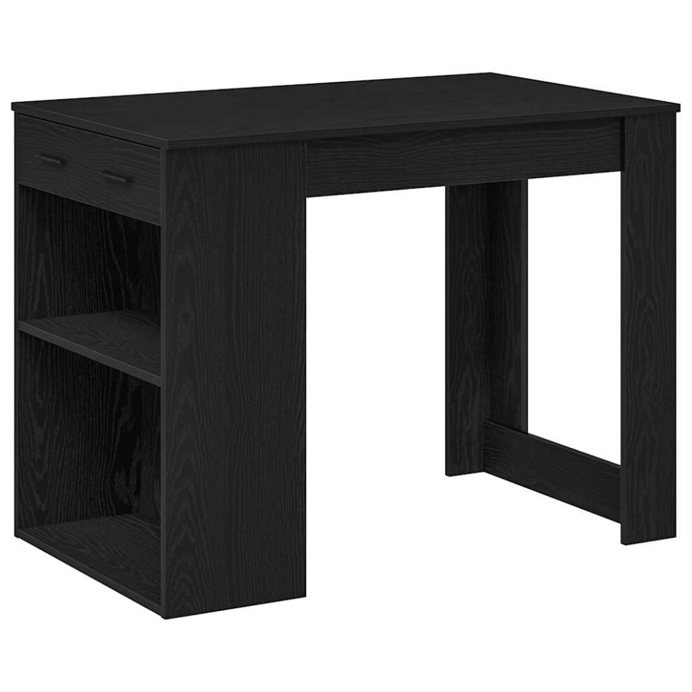 Vidaxl (Black) Desk With Drawer And Shelf Writing Table Study Desk Engineered Wood Black