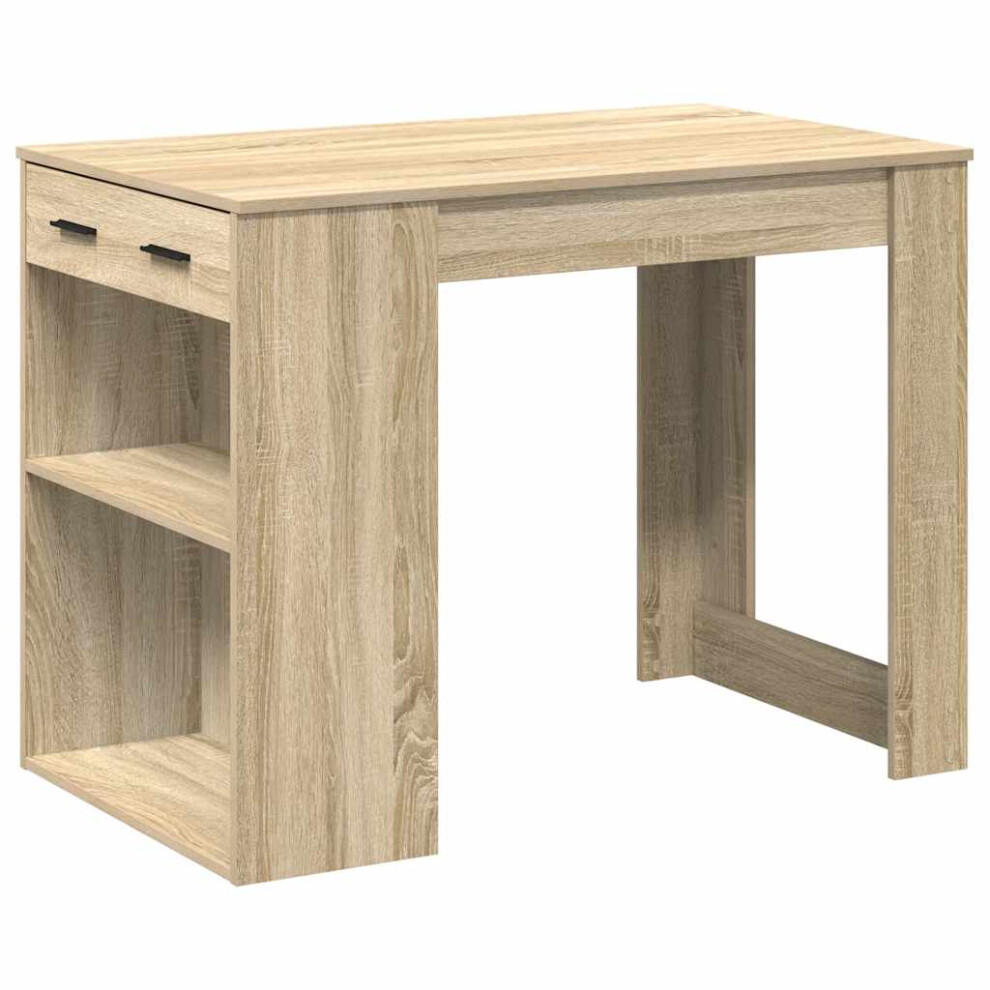 Vidaxl (Sonoma Oak) Desk With Drawer And Shelf Writing Table Study Desk Engineered Wood