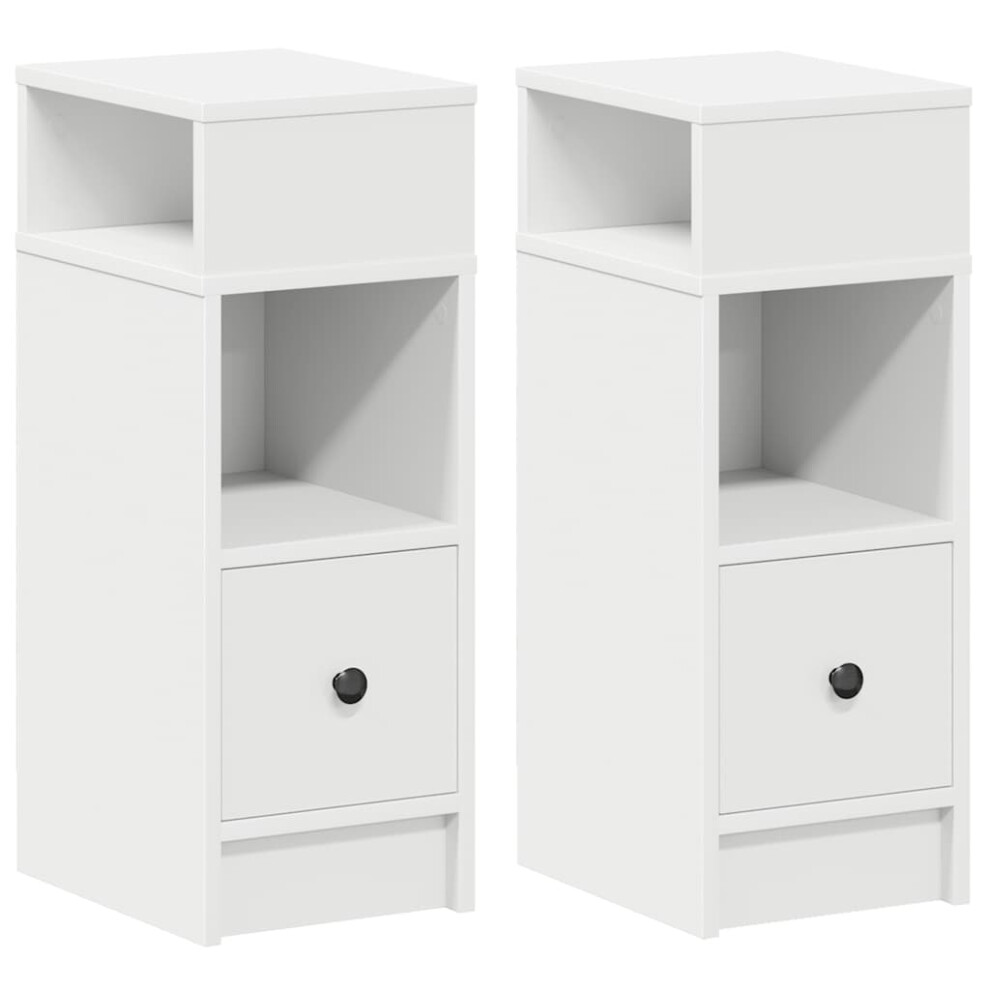 (white, 2 pcs) vidaXL Bedside Cabinets With Drawer Nightstand Bed Side Table Side Cabinet