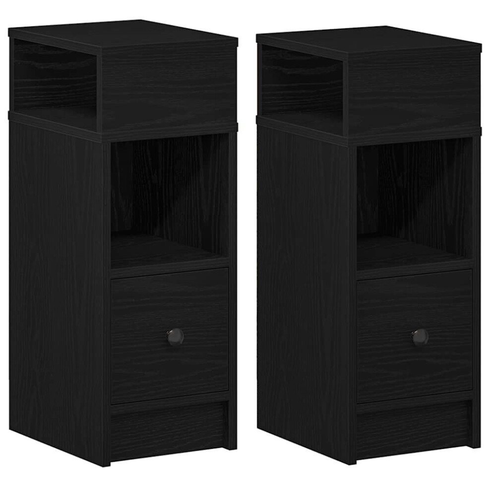 VIDAXL Bedside Cabinet - Engineered Wood - Black - 25x31x66 cm - Image 2