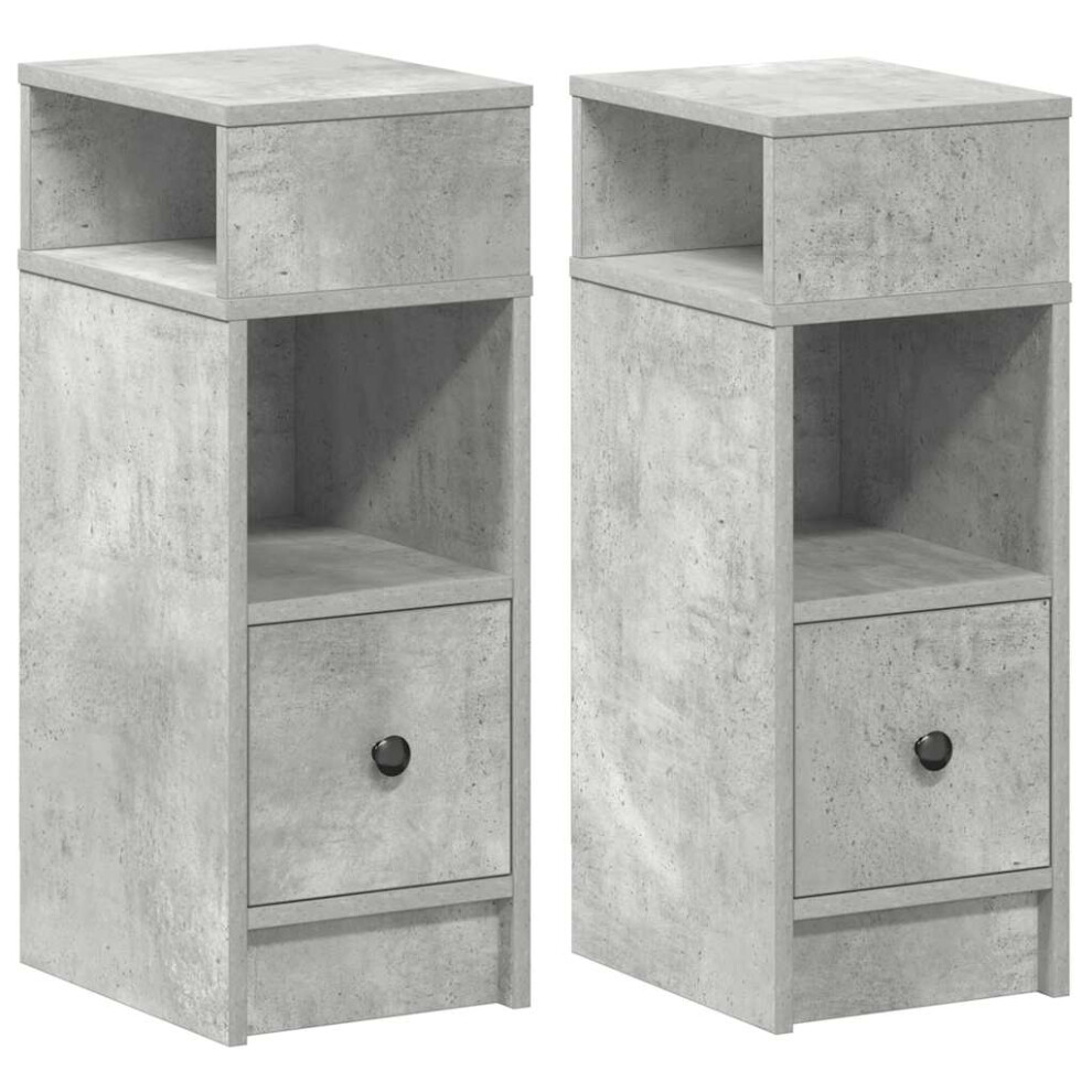 Vidaxl (Concrete Grey, 2 Pcs) Bedside Cabinets With Drawer Nightstand Bed Side Table Side Cabinet