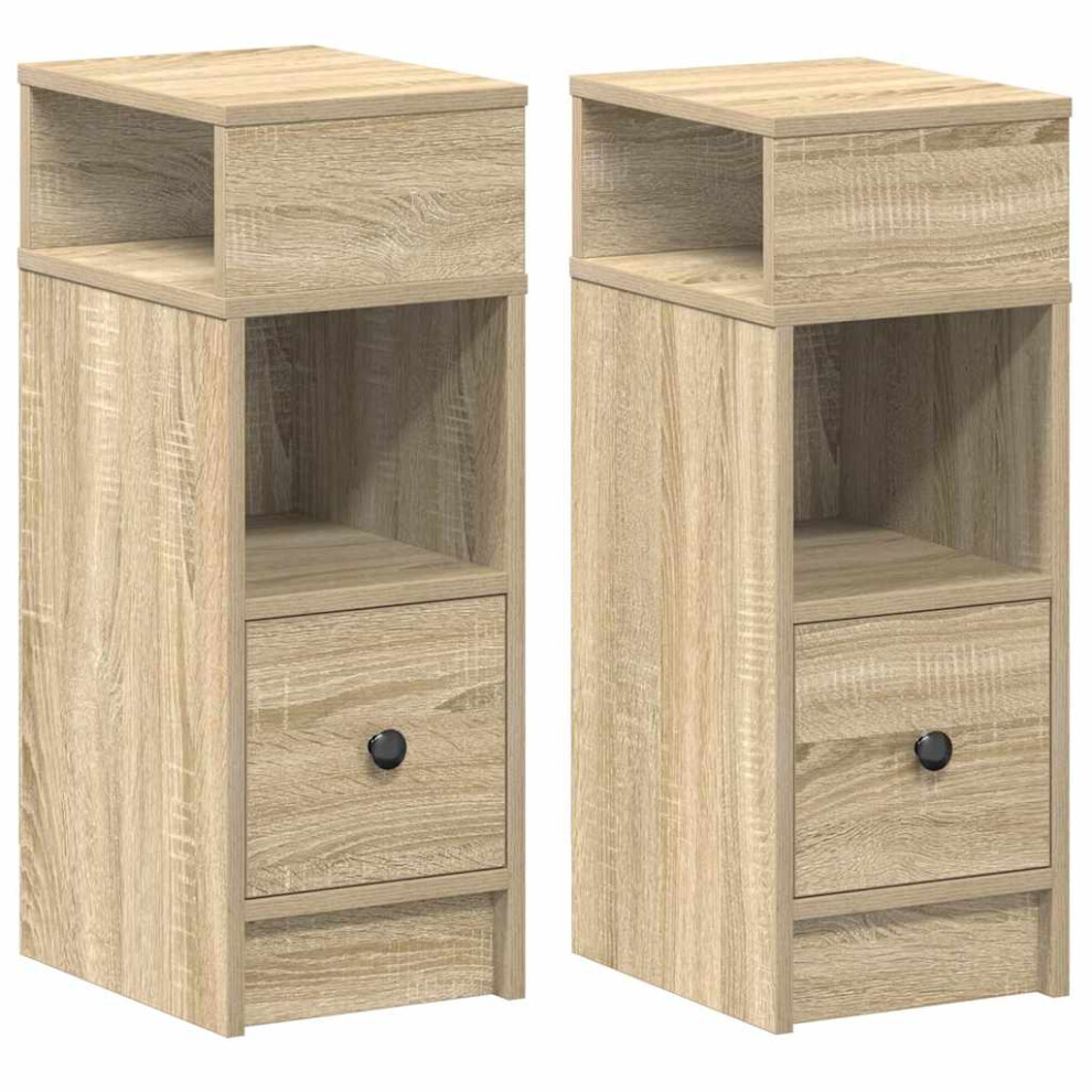 (sonoma oak, 2 pcs) vidaXL Bedside Cabinets with Drawer Nightstand Bed Side Table Side Cabinet