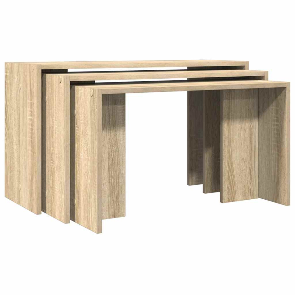 (sonoma oak) vidaXL Nesting Tables Hallway End Table Coffee Table 3 Pcs Engineered Wood