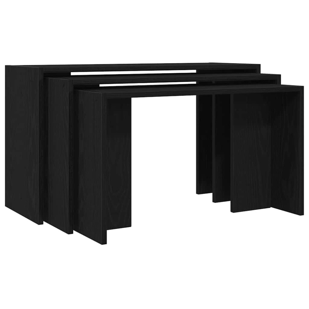 (black) vidaXL Nesting Tables Hallway End Table Coffee Table 3 Pcs Engineered Wood