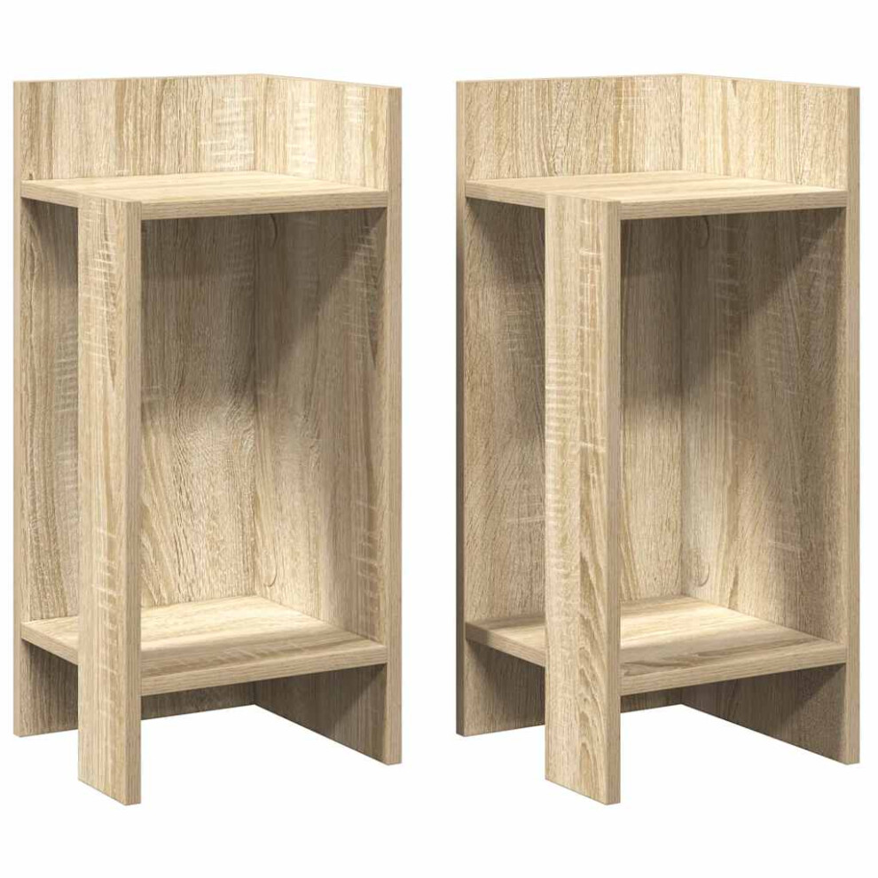 (sonoma oak, 2 pcs) vidaXL Side Tables with Shelf Hallway Tea End Table Centre Accent Sofa Table