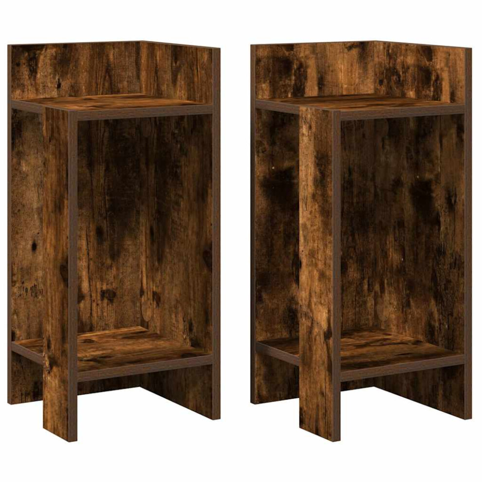 Vidaxl (Smoked Oak, 2 Pcs) Side Tables With Shelf Hallway Tea End Table Centre Accent Sofa Table