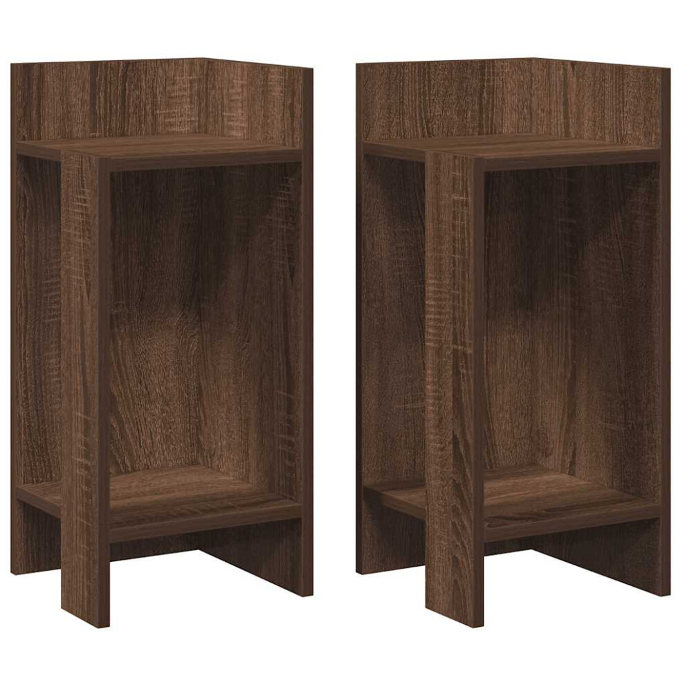 (brown oak, 2 pcs) vidaXL Side Tables with Shelf Hallway Tea End Table Centre Accent Sofa Table